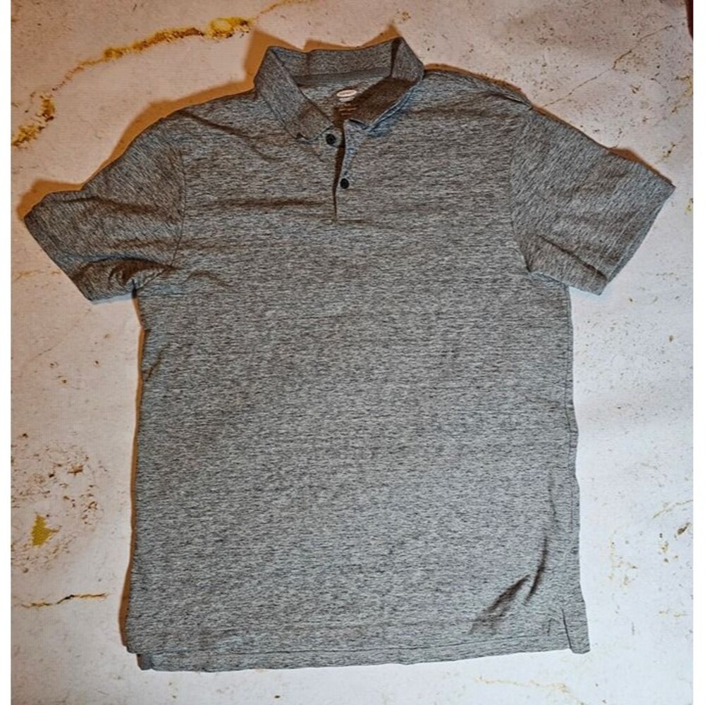 Old Navy Men’s Polo Shirt – Size Large | Gray Heather Stretch Knit | EUC